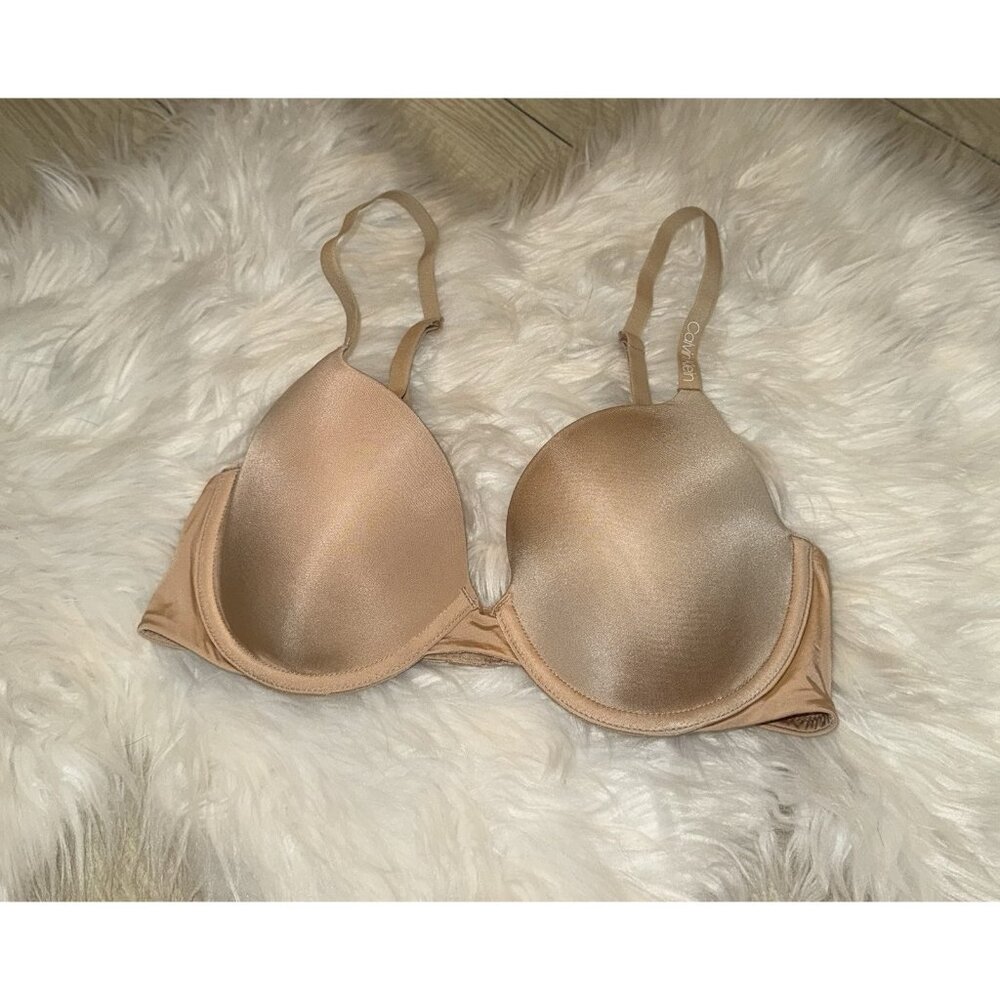 Calvin Klein Lightly Lined T-Shirt Bra Underwire Womens 34C Beige QP2583O